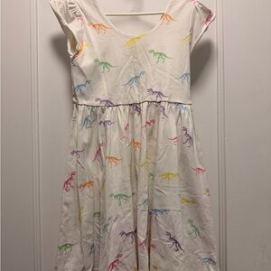 Monica + Andy Girls' White Dinosaur Neon Print  Dress